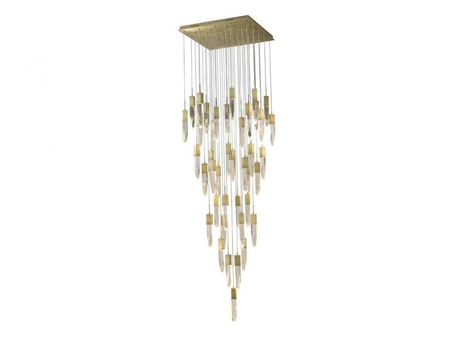Aspen  41 Light Multi  Pendant in Brushed Brass with Bubbled Crystal