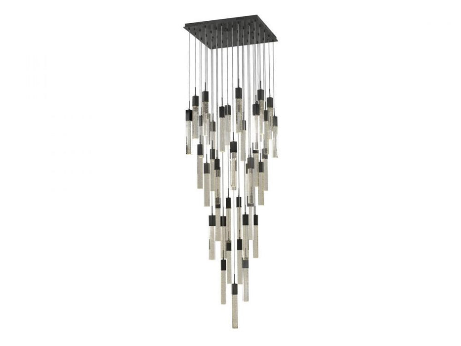 The Original Glacier Collection 41 Light Multi Pendant in Dark Bronze with Bubbled Crystal