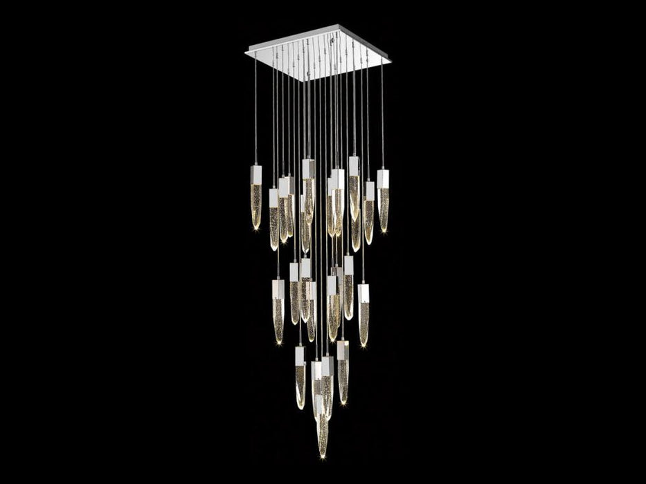Aspen  25 Light Multi  Pendant in Polished Chrome with Bubbled Crystal