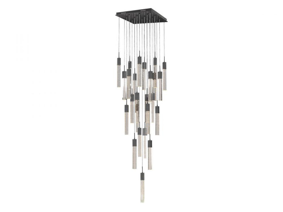 The Original Glacier Collection 25 Light Multi Pendant in Dark Bronze with Bubbled Crystal