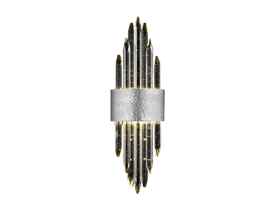 Aspen 22"  LED Wall  Sconce in Hammered Polished Nickel with Bubbled Crystal