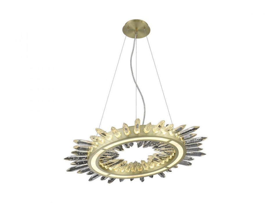 Aspen 27" LED Pendant in Brushed Brass with Bubbled Crystal Accent