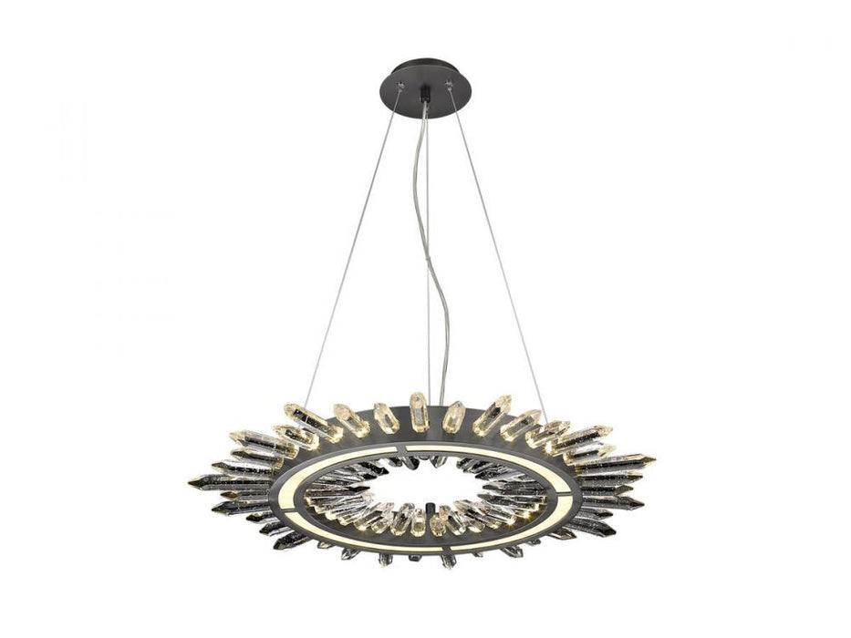 Aspen 27" LED Pendant in Dark Bronze with Bubbled Crystal Accent