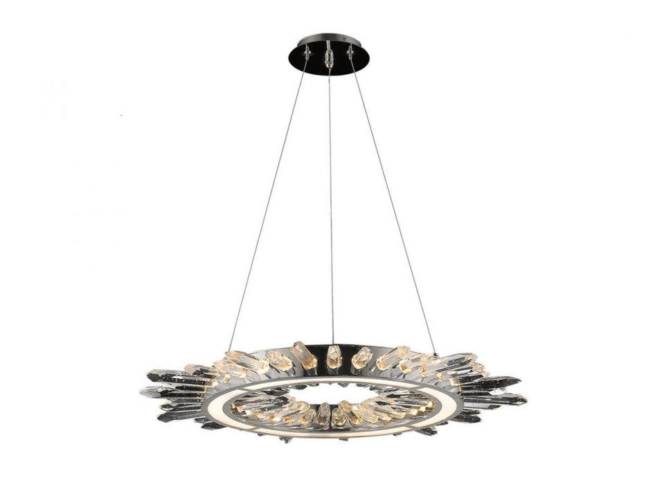 Aspen 27" LED Pendant in Polished Nickel with Bubbled Crystal Accent