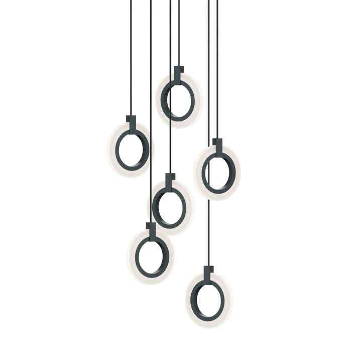 Halo 6 Light Round Pendant, 120V, 108W, 5 CCT, BK