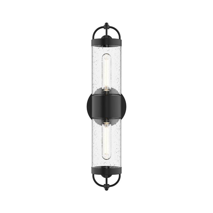 Lancaster 5-in Clear Bubble Glass/Textured Black 2 Lights Exterior Wall Sconce