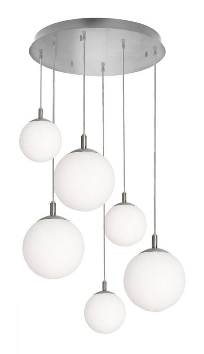 Loretto 6 Light Round Pendant,120V,Satin Nickel