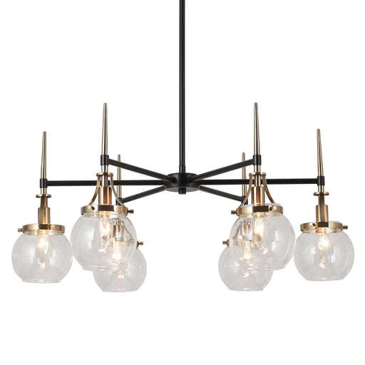 Lacquered Brass Hanging Light with Glass Globes 
