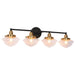 Gnetophyta 4-Light Black and Brass Vanity Light
