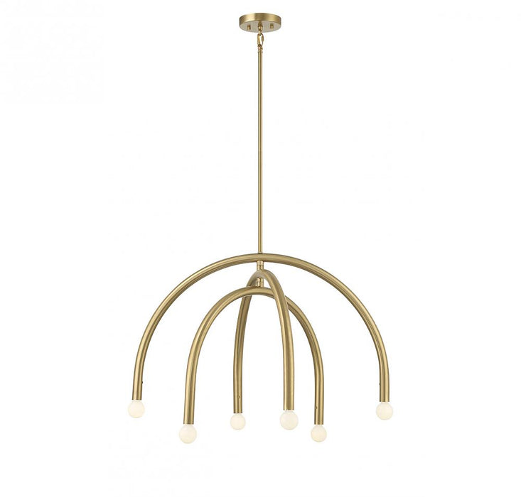 6-Light Chandelier in Natural Brass