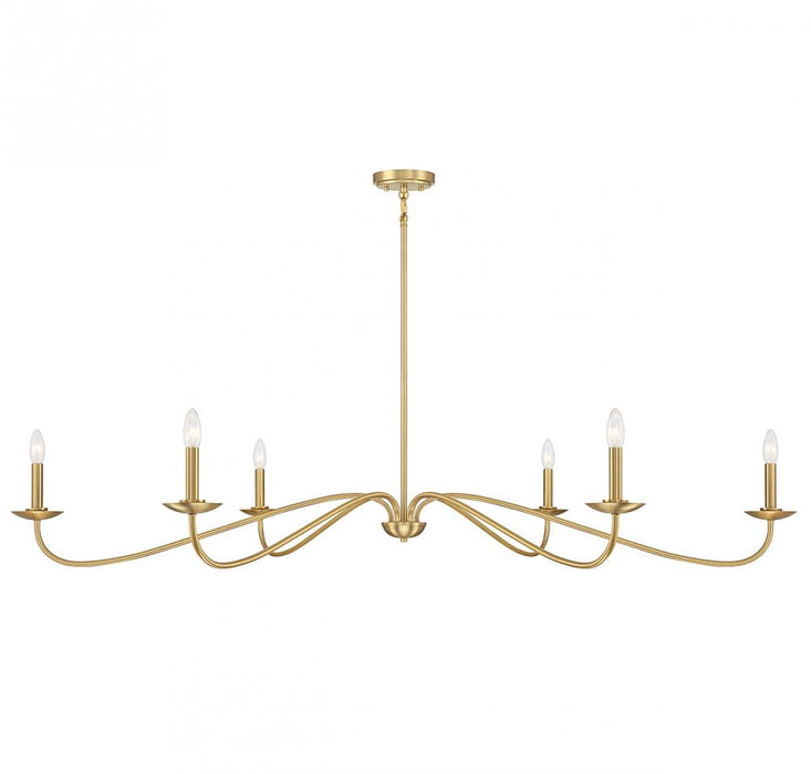 6-Light Chandelier in Natural Brass