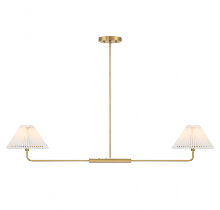 2-Light Linear Chandelier in Natural Brass
