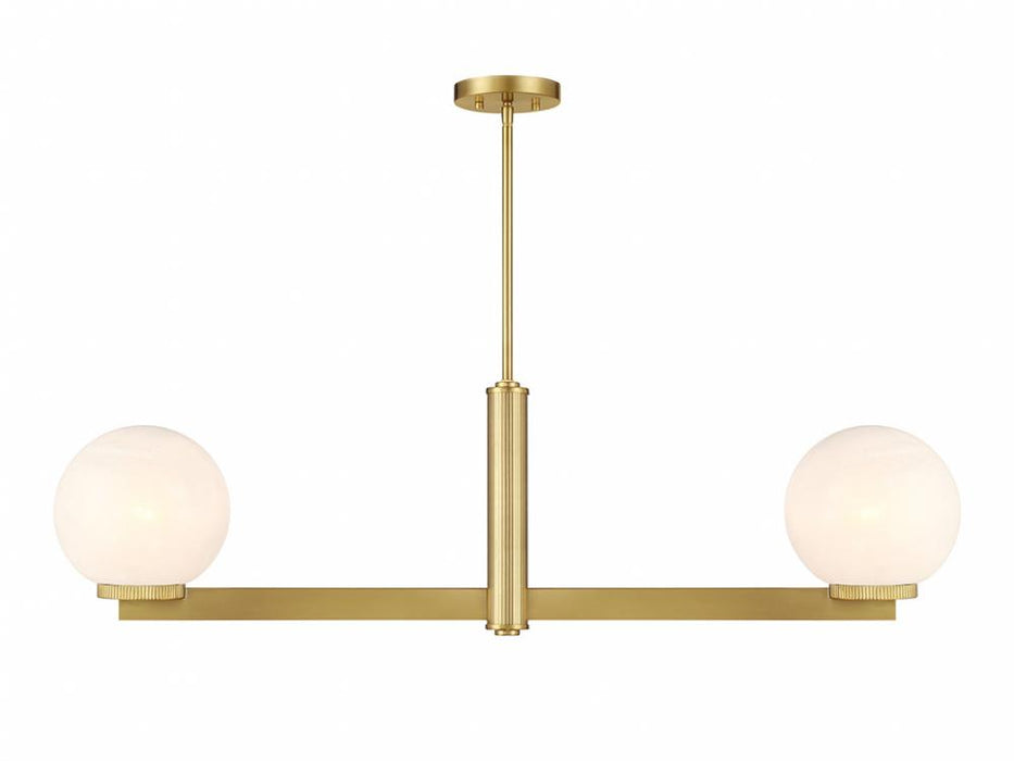 2-Light Linear Chandelier in Natural Brass