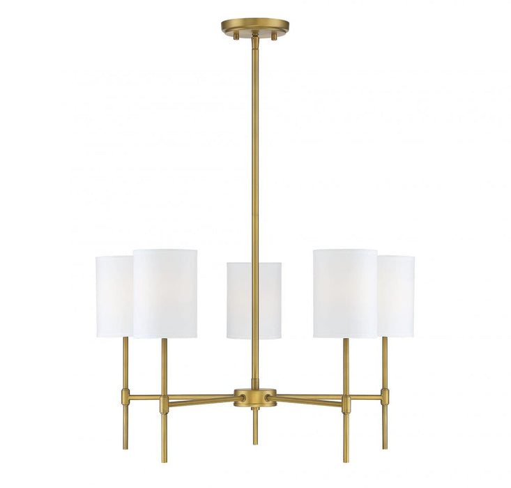 5-Light Chandelier in Natural Brass