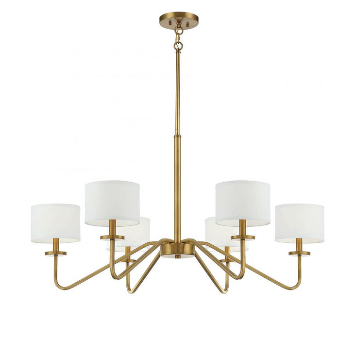 6-Light Chandelier in Natural Brass