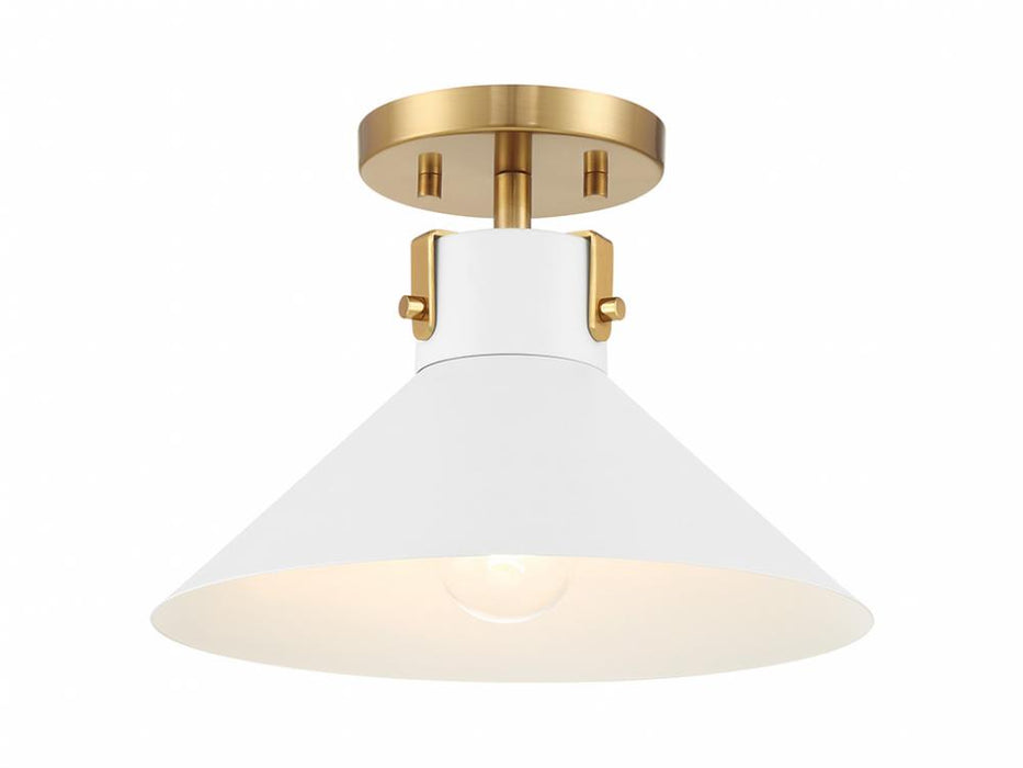 1-Light Ceiling Light in White and Natural Brass