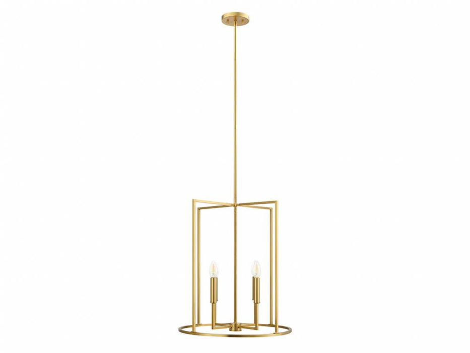4-Light Pendant in Natural Brass