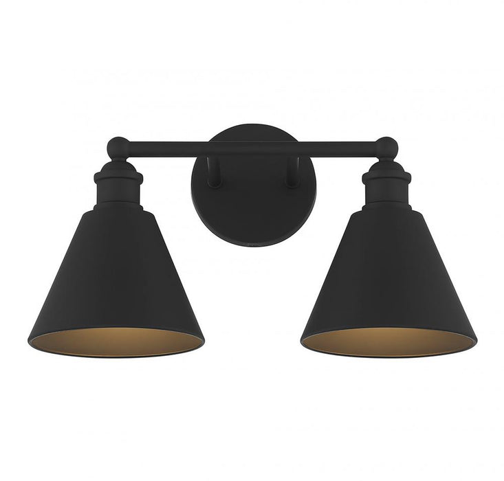 2-Light Bathroom Vanity Light in Matte Black