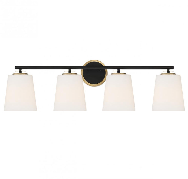 4-Light Bathroom Vanity Light in Matte Black and Natural Brass