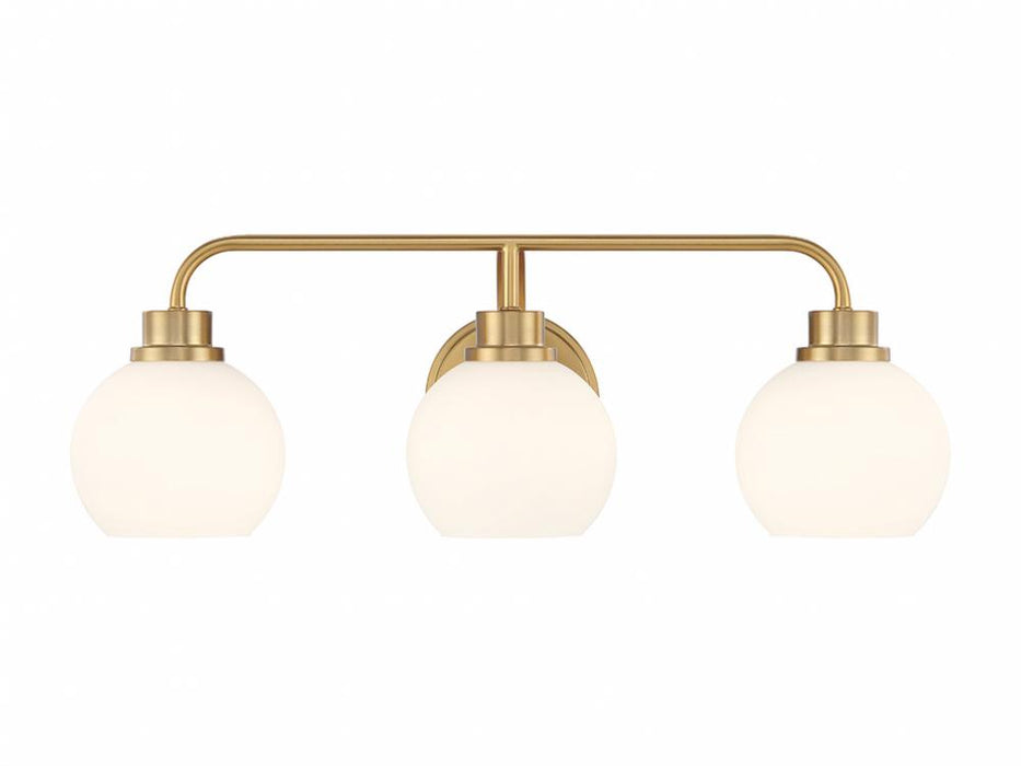 3-Light Bathroom Vanity Light in Natural Brass
