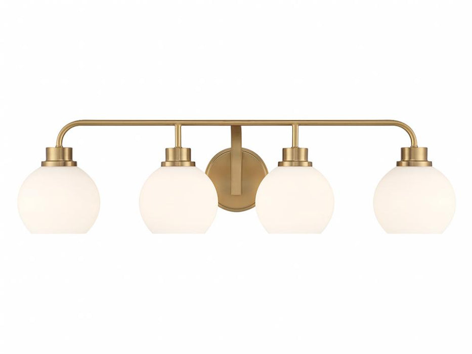 4-Light Bathroom Vanity Light in Natural Brass