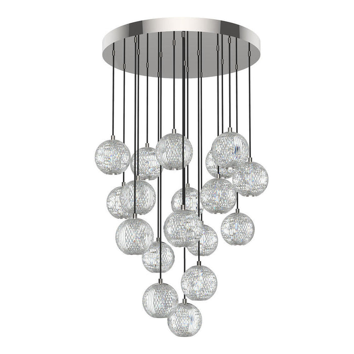 Marni 18 Head Polished Nickel LED Multi Pendant