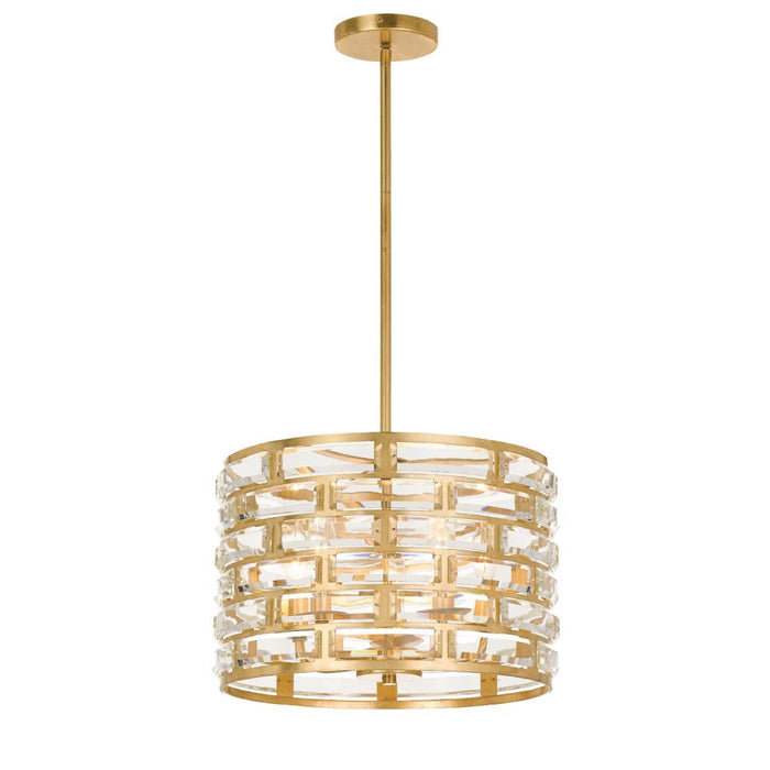 Meridian 5 Light Antique Gold Pendant