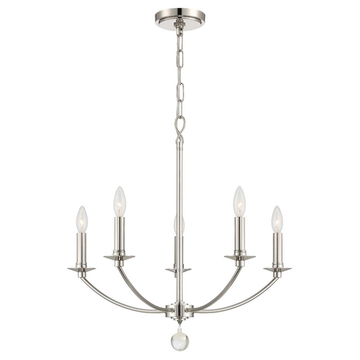 Mila 5 Light Polished Nickel Chandelier