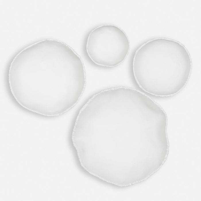 Uttermost Lucky Coins White Metal Wall Bowls Set/4