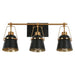 Alstroemeria 3-Light Black and Brass Vanity Light
