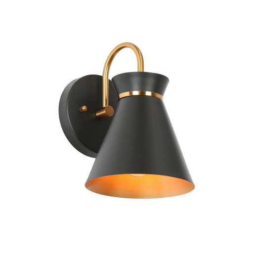Noah 1-Light Modern Black & Gold with Black Cone Wall Sconces
