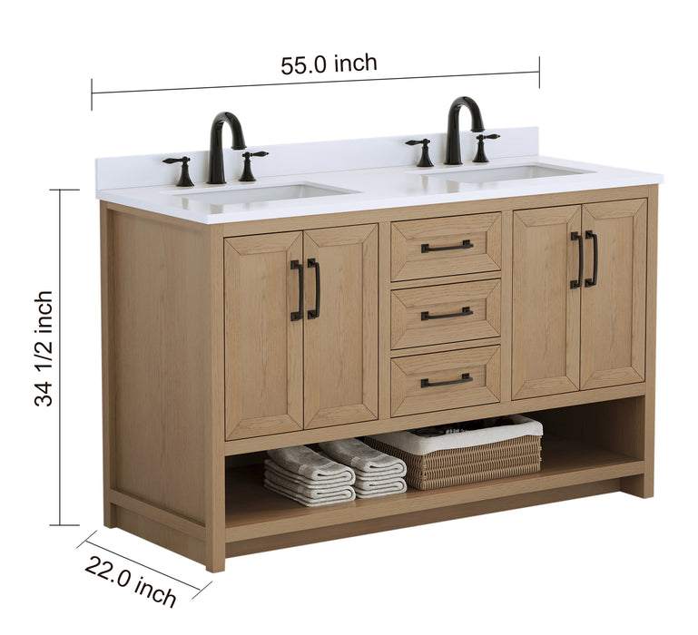 Venice 55" Modern Double Bathroom Vanity