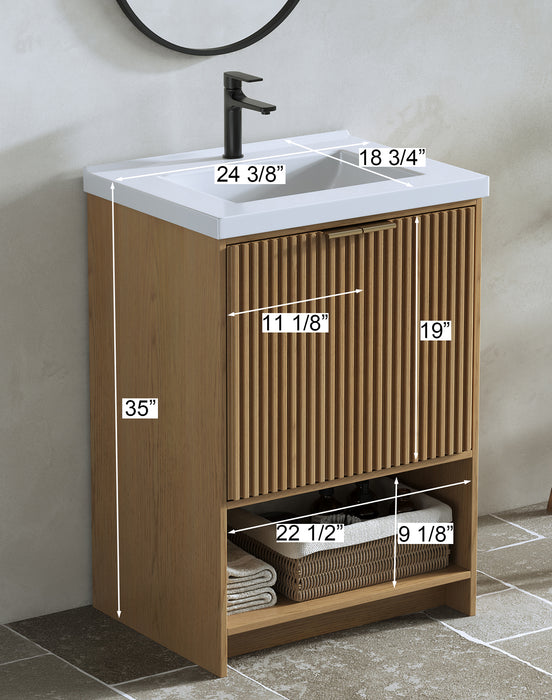 San Diego 24" Oak Gray Bathroom Vanity, Single Sink