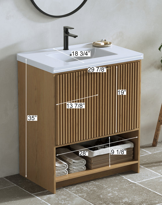 San Diego 30" Oak Gray Bathroom Vanity, Single Sink