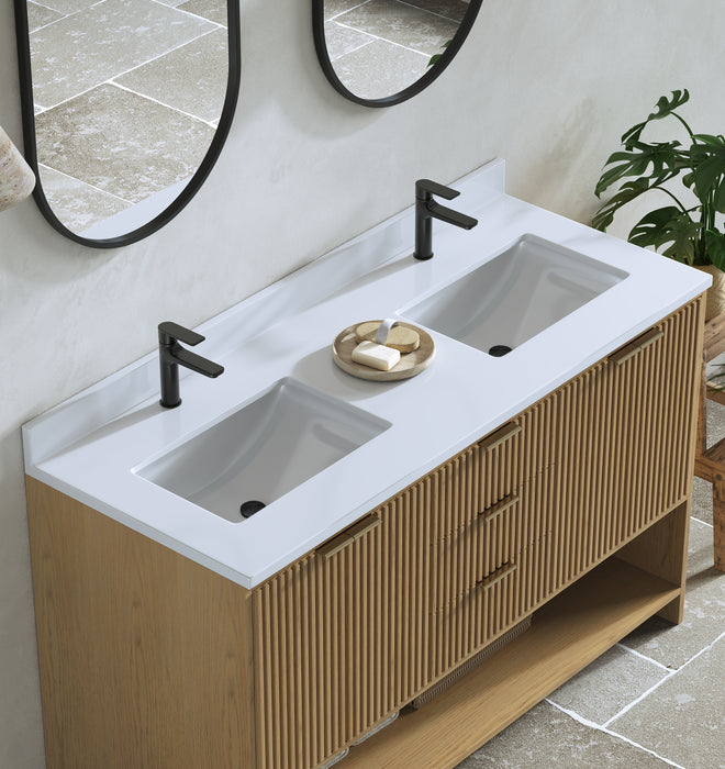 San Diego 55" Oak Gray Bathroom Vanity, Double Sinks