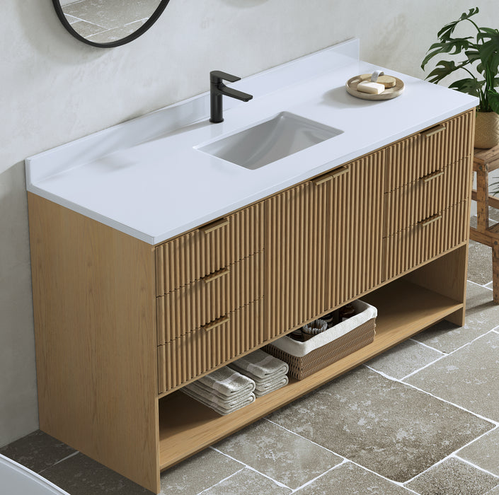 San Diego 60" Oak Gray Bathroom Vanity, Single Sink