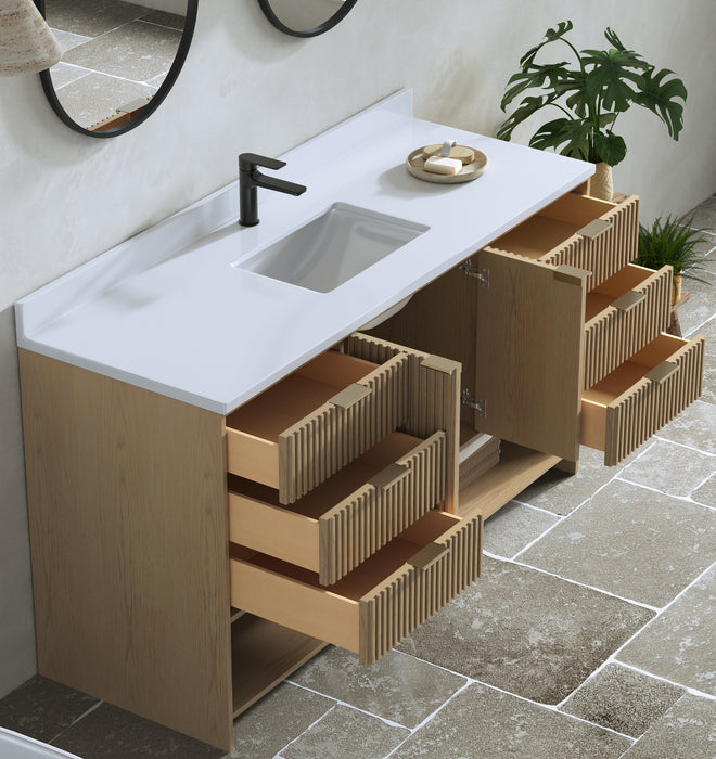 San Diego 60" Oak Gray Bathroom Vanity, Single Sink