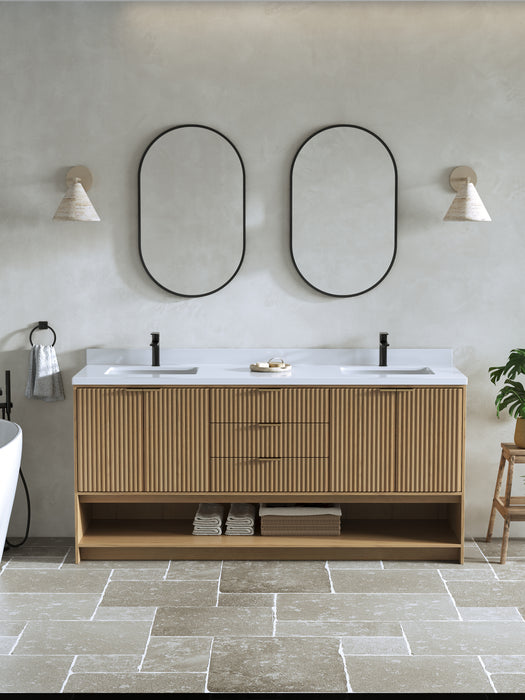 San Diego 72" Oak Gray Bathroom Vanity, Double Sinks