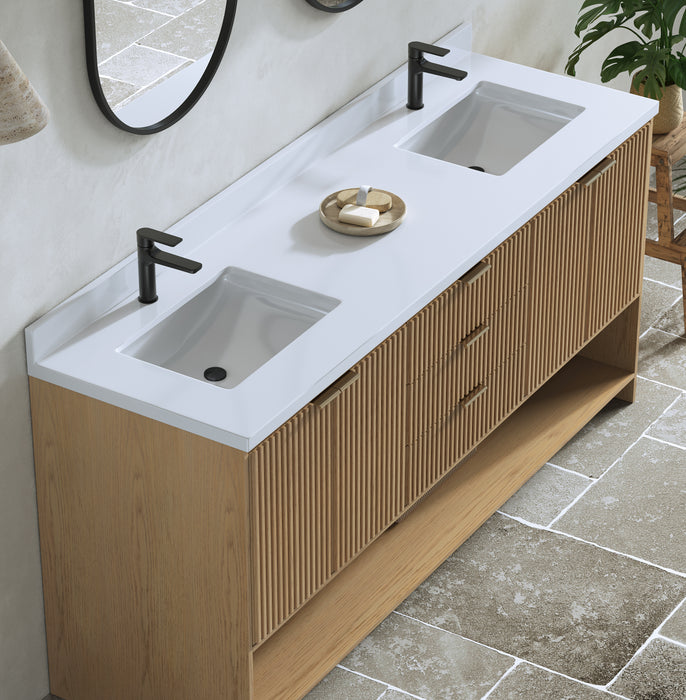 San Diego 72" Oak Gray Bathroom Vanity, Double Sinks