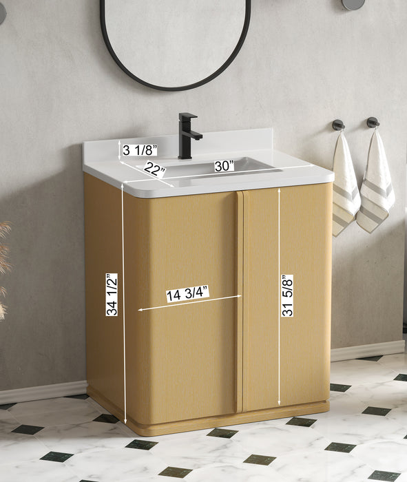 Lucas 30" Natural Oak Free Standing Bathroom Vanity