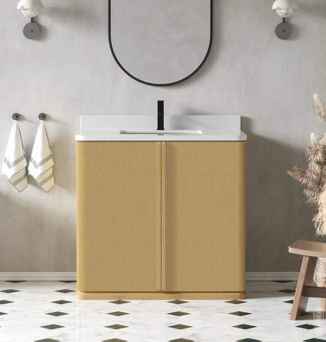 Lucas 36" Natural Oak Free Standing Bathroom Vanity