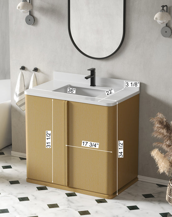 Lucas 36" Natural Oak Free Standing Bathroom Vanity