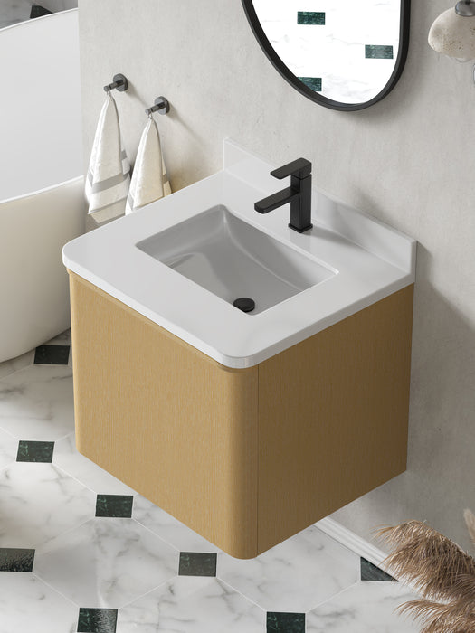 Lucas 24" Single Floating Bathroom Vanity With White Engineered Stone Top