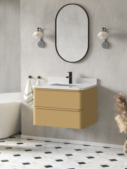 Lucas 30" Single Floating Bathroom Vanity With White Engineered Stone Top
