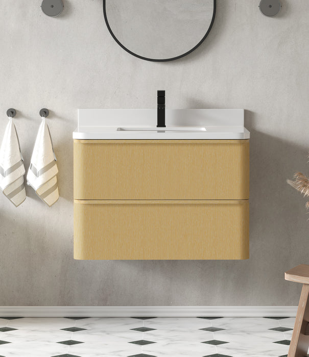 Lucas 30" Single Floating Bathroom Vanity With White Engineered Stone Top