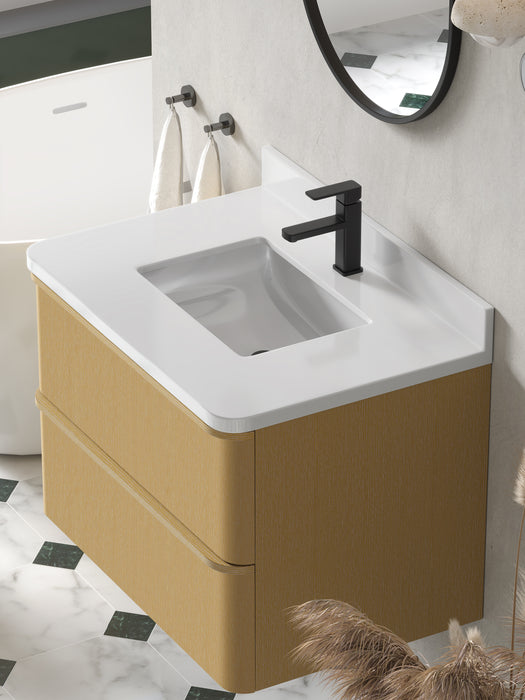 Lucas 30" Single Floating Bathroom Vanity With White Engineered Stone Top