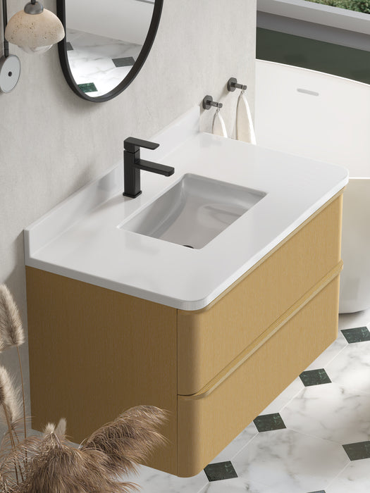 Lucas 36" Single Floating Bathroom Vanity With White Engineered Stone Top