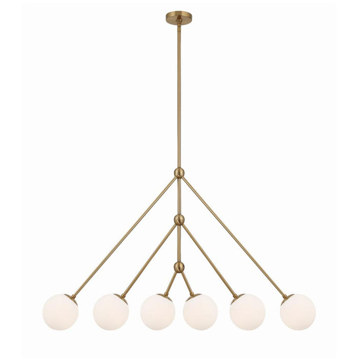 Omni 6 Light Aged Brass Linear Chandelier