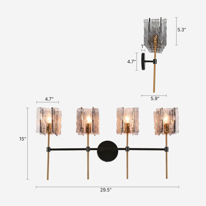Echona 4-Light Black and Brass Bathroom Vanity Lights