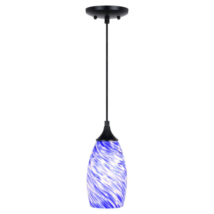 Milano 4.75-in. Mini Pendant Azzura Glass Matte Black